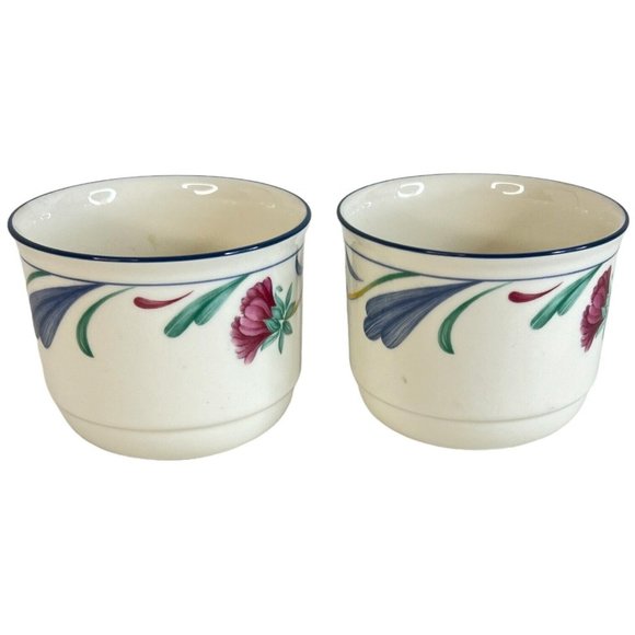 4 Lenox Chinastone Poppies on Blue Flat Cups Mugs Coffee Cup Set Vintage Lot USA - Picture 7 of 12